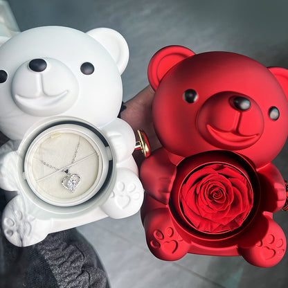 Eternal Rose Bear Gift Box with Necklace