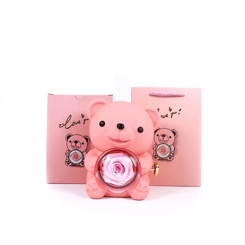 Eternal Rose Bear Gift Box with Necklace