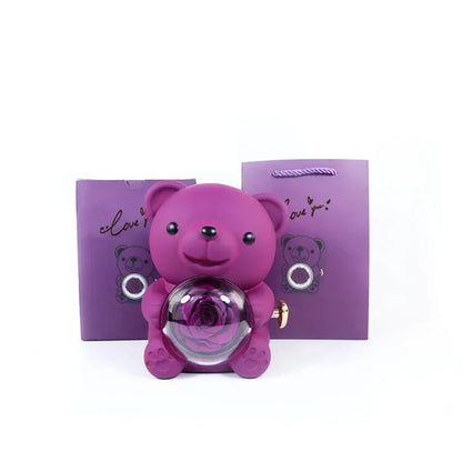 Eternal Rose Bear Gift Box with Necklace